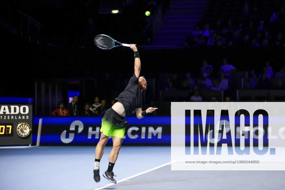25th October 2026; St. Jakobshalle, Basel, Switzerland; ATP, Tennis Herren Tennis, Swiss Indoors Basel, Day 2; Qualifying final; Qualifying final; Remy Bertola of Switzerland serves AnthonyxBenoit