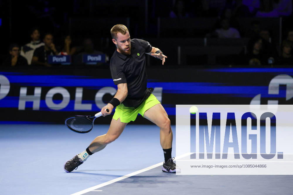 25th October 2026; St. Jakobshalle, Basel, Switzerland; ATP, Tennis Herren Tennis, Swiss Indoors Basel, Day 2; Qualifying final; Qualifying final; Remy Bertola of Switzerland plays a forehand AnthonyxBenoit