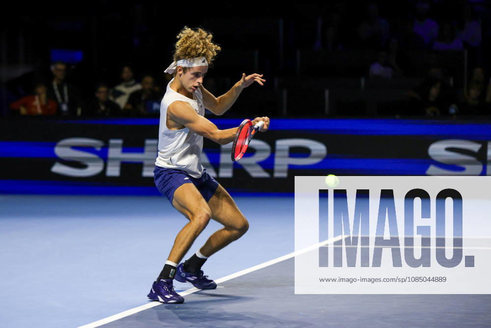 25th October 2026; St. Jakobshalle, Basel, Switzerland; ATP, Tennis Herren Tennis, Swiss Indoors Basel, Day 2; Qualifying final; Qualifying final; Mika Brunold of Switzerland plays a forehand AnthonyxBenoit
