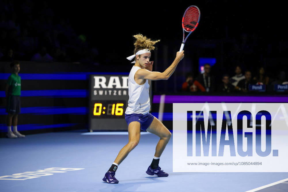 25th October 2026; St. Jakobshalle, Basel, Switzerland; ATP, Tennis Herren Tennis, Swiss Indoors Basel, Day 2; Qualifying final; Qualifying final; Mika Brunold of Switzerland plays a forehand AnthonyxBenoit
