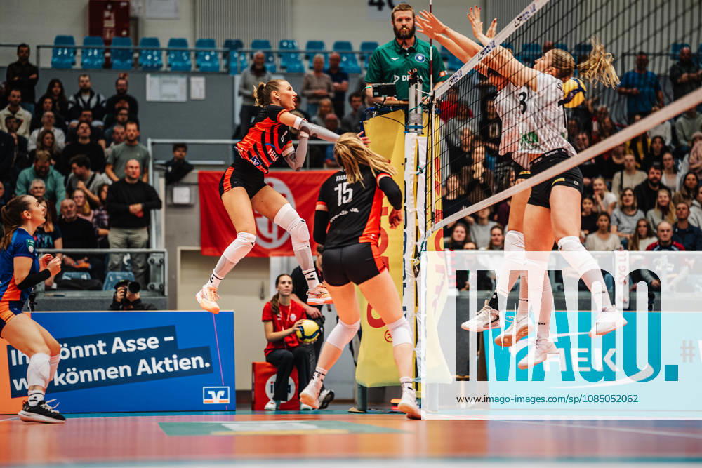 Women s Volleyball, 2026–2027 Season, DEKRA 1 Volleyball Bundesliga: ETV Hamburger Volksbank Volleys vs. USC Münster, October 25, 2026; Lina Köster 3; ETV Hamburger Volksbank Volleys on the attack; Hamburg CU Arena, Hamburg, Germany