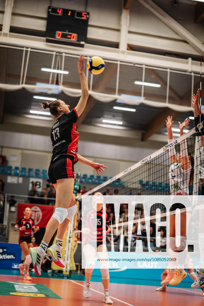 Women s Volleyball, 2026–2027 Season, DEKRA 1 Volleyball Bundesliga: ETV Hamburger Volksbank Volleys vs. USC Münster, October 25, 2026; Sina Siebert 13, ETV Hamburger Volksbank Volleys on the attack, Hamburg CU Arena, Hamburg, Germany