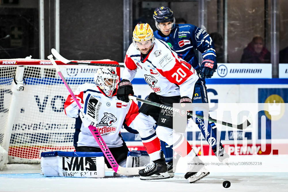 Ryan Jones, Nuremberg Ice Tigers, 20; Cole Maier, Iserlohn Roosters, 14; Luis Janett, Nuremberg Ice Tigers, 35, GER, Iserlohn Roosters vs. Nuremberg Ice Tigers, Ice Hockey, Penny DEL, Matchday 12, 2026–2027 Season, October 25, 2026, GER, Iserlohn Roosters vs. Nuremberg Ice Tigers, Ice Hockey, Penny DEL, Matchday 12, 2026–2027 Season, October 25, 2026, Iserlohn