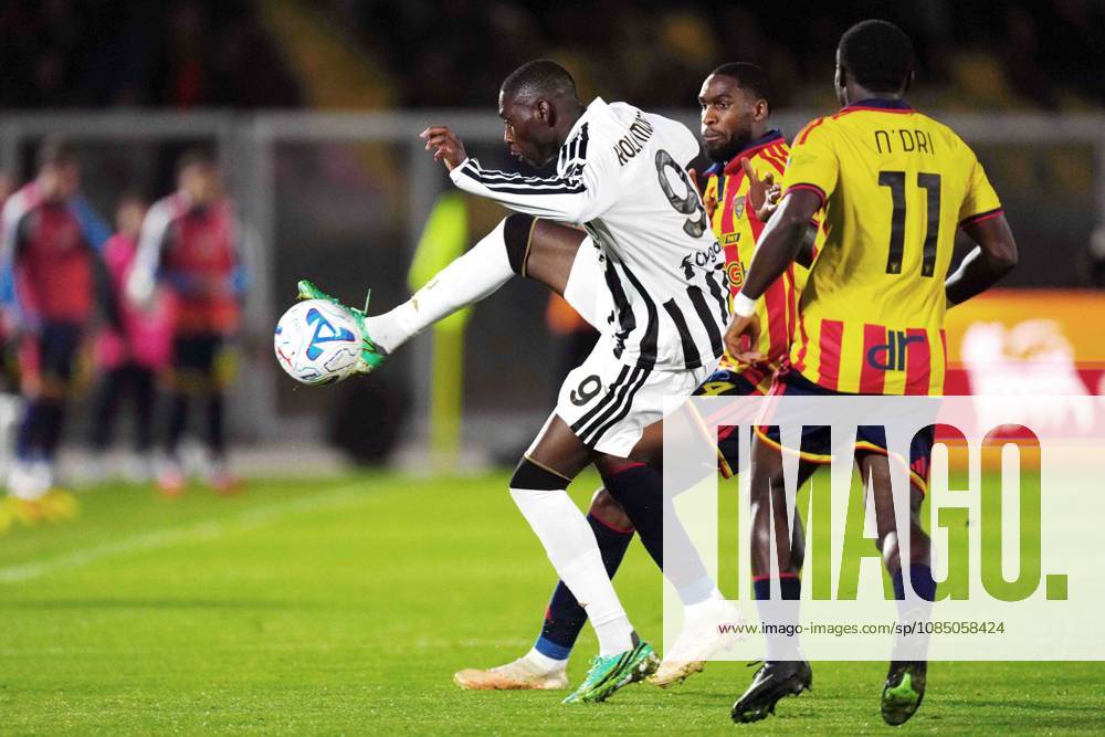 US Lecce s Centre-back Gaspar (4 US Lecce),US Lecce s Right Winger Konan N’Dri (11 US Lecce) and Juventus FC s Striker Randal Kolo Muani (9 Juventus FC) in action during the Serie A Enilive matchday 8 match between US Lecce and Juventus FC at the Stadio Via del Mare in Lecce, Italy, Sunday, October 25, 2026. (Credit Image: Giovanni Evangelista LaPresse)