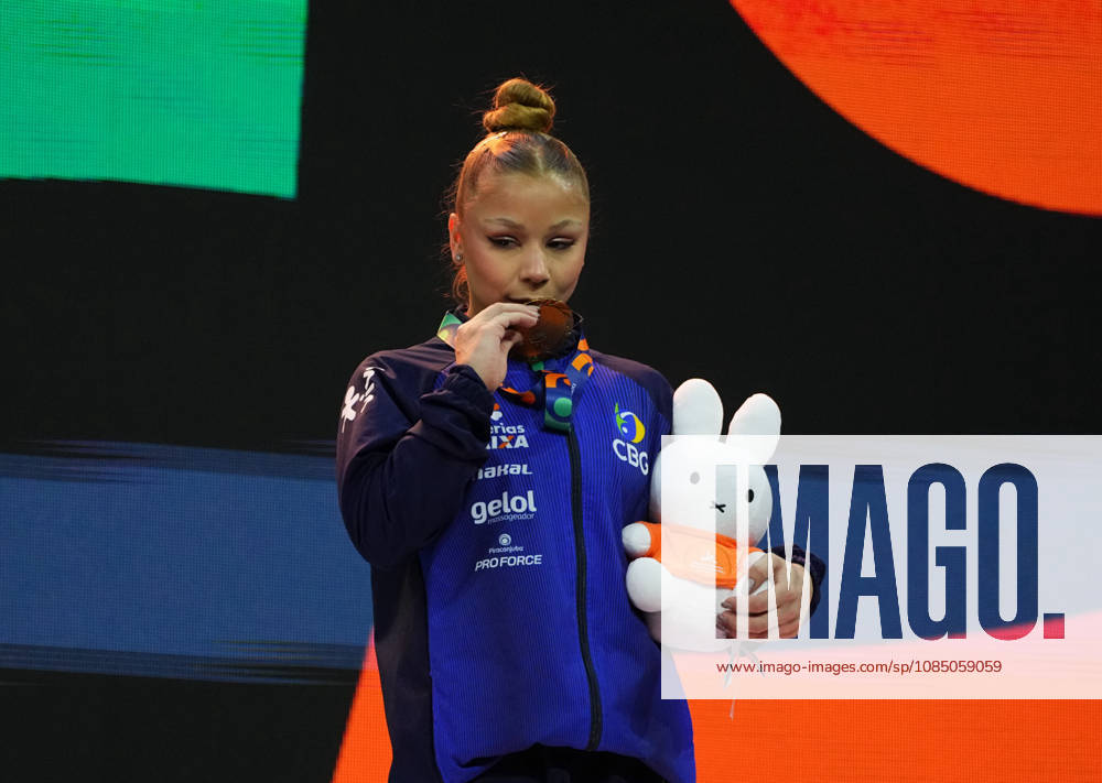 Flavia Saraiva of Brazil wins bronze on the balance beam during the artistic gymnastics competition on Day 9 of the World Championships at Ahoy in Rotterdam, Netherlands, on October 25, 2026. DeFodi Images