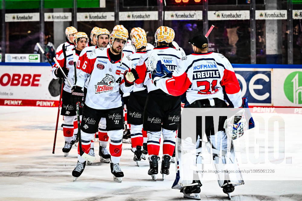 Celebrations and joy for the Nuremberg Ice Tigers, GER, Iserlohn Roosters vs. Nuremberg Ice Tigers, ice hockey, Penny DEL, Matchday 12, 2026–2027 season, October 25, 2026, GER, Iserlohn Roosters vs. Nuremberg Ice Tigers, ice hockey, Penny DEL, Matchday 12, 2026–2027 season, October 25, 2026, Iserlohn