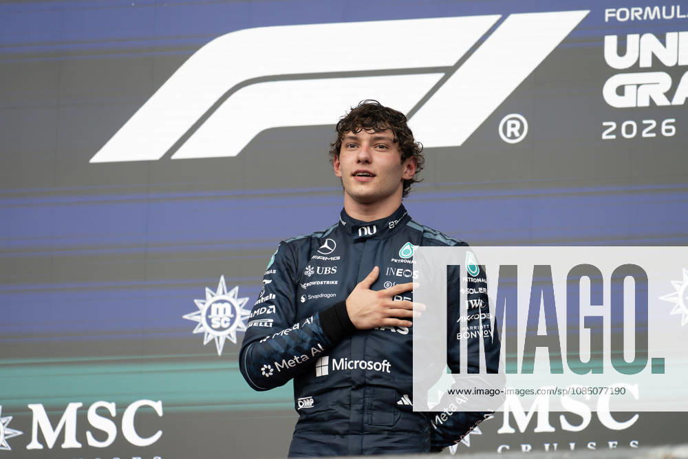 Kimi Antonelli (12) with Mercedes-AMG Petronas F1 Team, celebrates first place championship race win at the Formula 1 MSC Cruises United States Grand Prix, Circuit of the Americas. Austin, Texas. CSM Formula One 2026: Formula 1 MSC Cruises United States Grand Prix OCT 25 - ZUMAc04_ 20261025_faf_c04_017