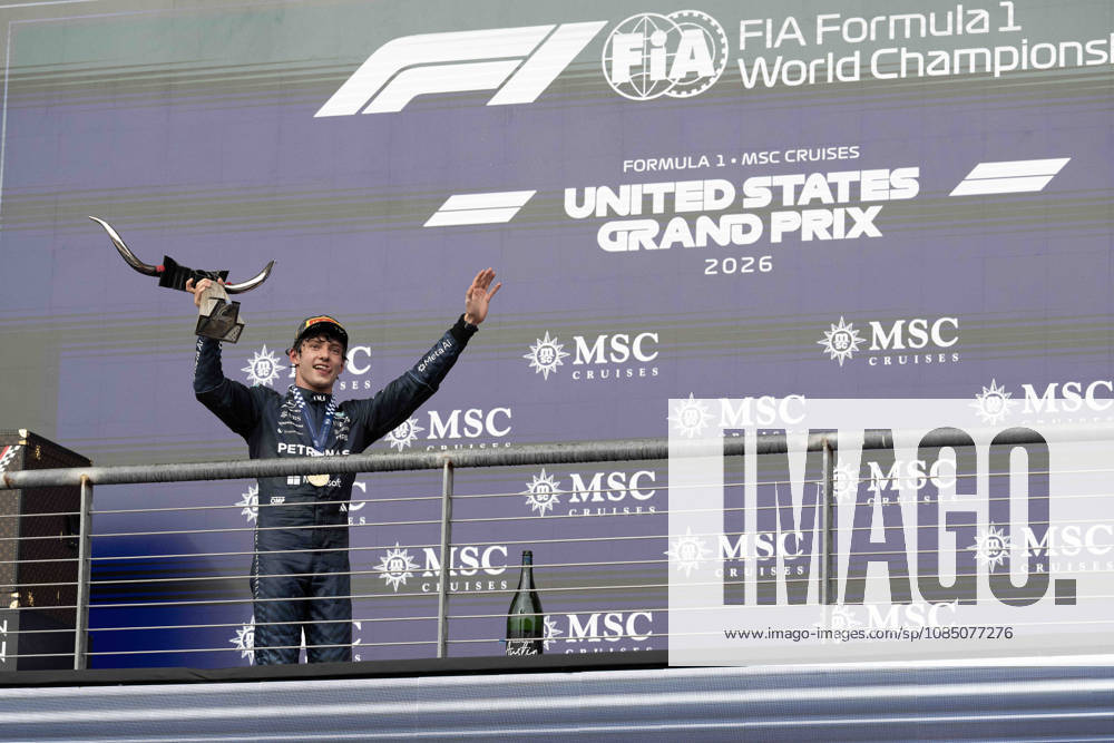 Kimi Antonelli (12) with Mercedes-AMG Petronas F1 Team, celebrates first place championship race win at the Formula 1 MSC Cruises United States Grand Prix, Circuit of the Americas. Austin, Texas. CSM Formula One 2026: Formula 1 MSC Cruises United States Grand Prix OCT 25 - ZUMAc04_ 20261025_faf_c04_032