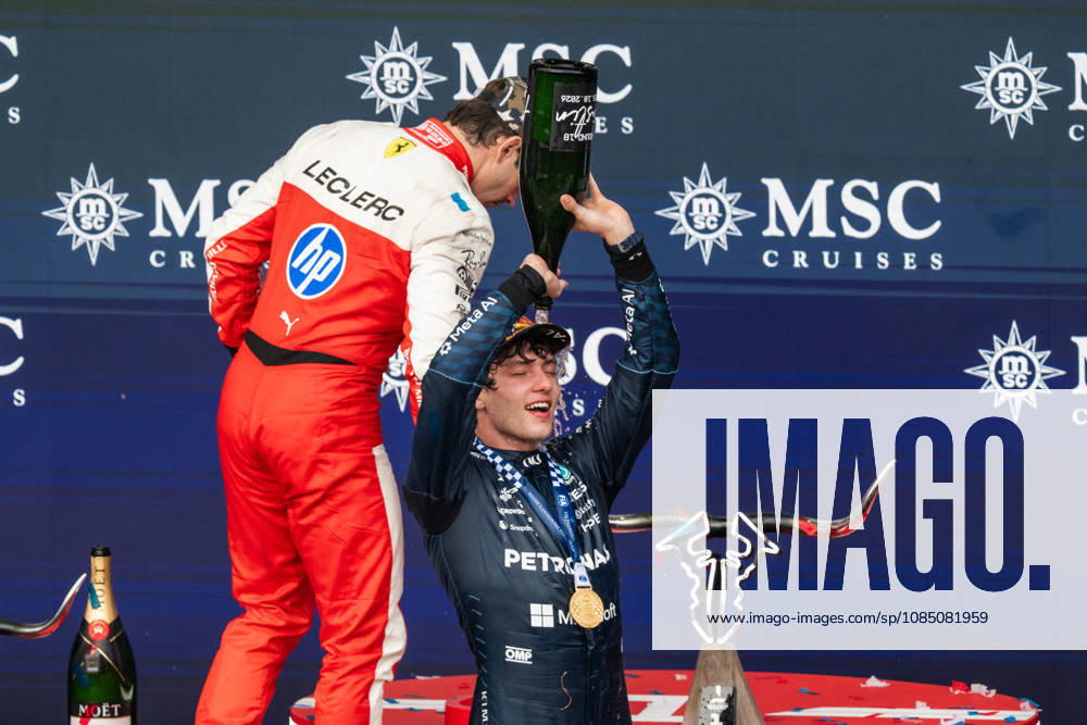United States Grand Prix Podium - Austin Ferrari driver Charles Leclerc (16) and Mercedes driver Andrea Kimi Antonelli (12) on the podium at the conclusion of the United States Formula One Grand Prix at the Circuit of the Americas in Austin, Texas, on October 25, 2026. Photo by Alexis Jumeau ABACAPRESS.COM Austin Texas