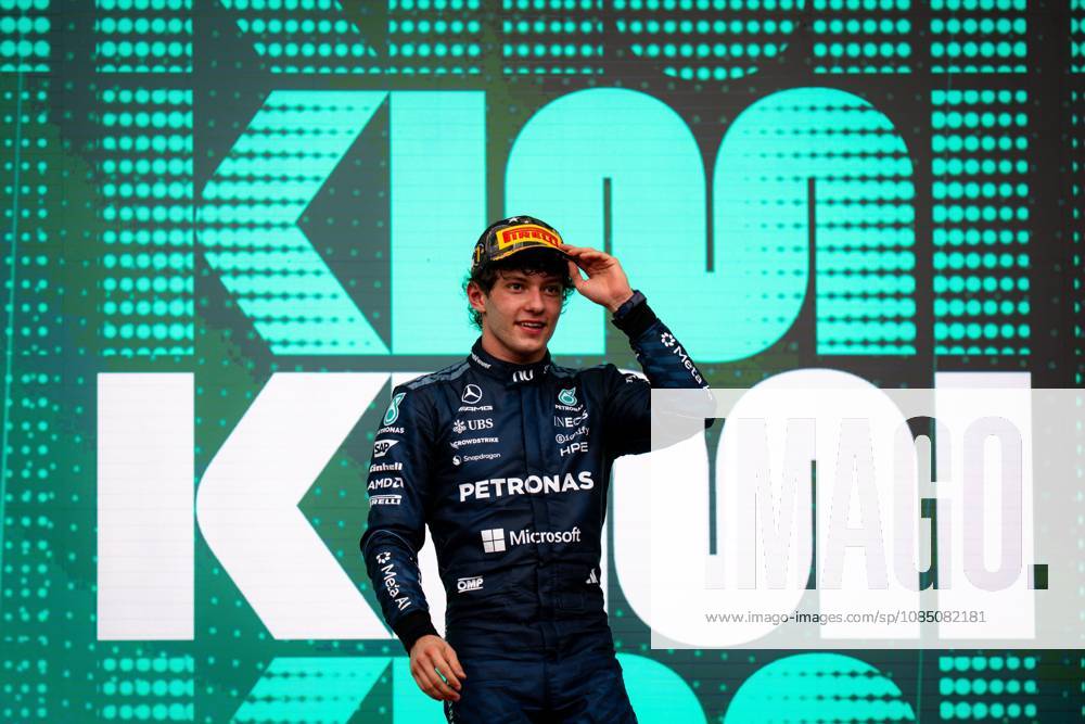 Andrea Kimi Antonelli (ITA) (Mercedes-AMG Petronas F1 Team) on the podium after the race of the Formula 1 United States Grand Prix 2026 at the Circuit of the Americas. F1 2026: (Race) United States Grand Prix In Austin, Texas - 25 Oct 2026 - ZUMAs197 20261025_aaa_s197_409