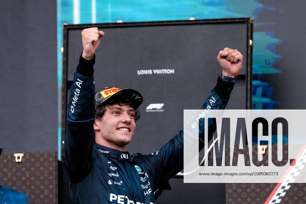 AUSTIN, UNITED STATES, OCT 25: Race winner Andrea Kimi Antonelli of Italy and Mercedes AMG Petronas F1 Team arrives on the podium during the F1 Grand Prix of United States at Circuit of The Americas on October 25, 2026 in Austin, Texas (photo by Richard Callis SPP)