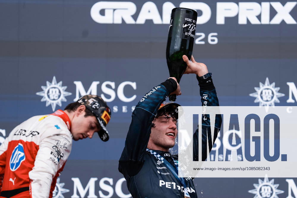 AUSTIN, UNITED STATES, OCT 25: Race winner Andrea Kimi Antonelli of Italy and Mercedes AMG Petronas F1 Team celebrates on the podium during the F1 Grand Prix of United States at Circuit of The Americas on October 25, 2026 in Austin, Texas (photo by Richard Callis SPP)