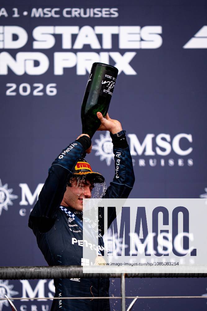 Andrea Kimi Antonelli (ITA) (Mercedes-AMG Petronas F1 Team) on the podium after the race of the Formula 1 United States Grand Prix 2026 at the Circuit of the Americas. Austin United States - ZUMAs197 20261025_aaa_s197_383