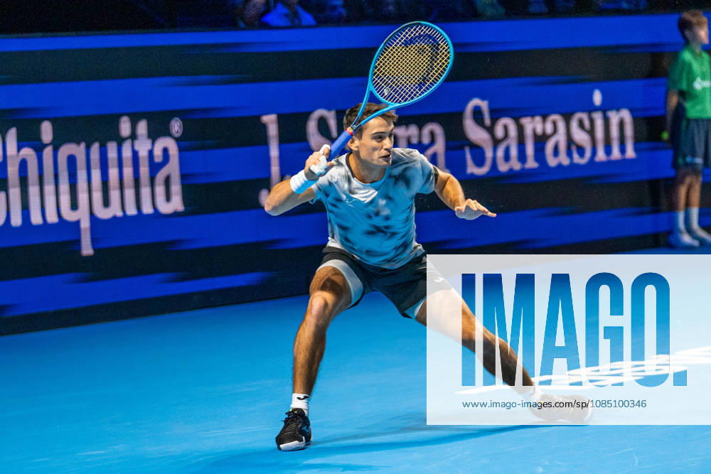 BASEL, SWITZERLAND, OCTOBER 26 Mariano Navone of Argentina in action during Day 3 of the Swiss Indoors Basel at St. Jakobshalle on October 26, 2026, in Basel, Switzerland