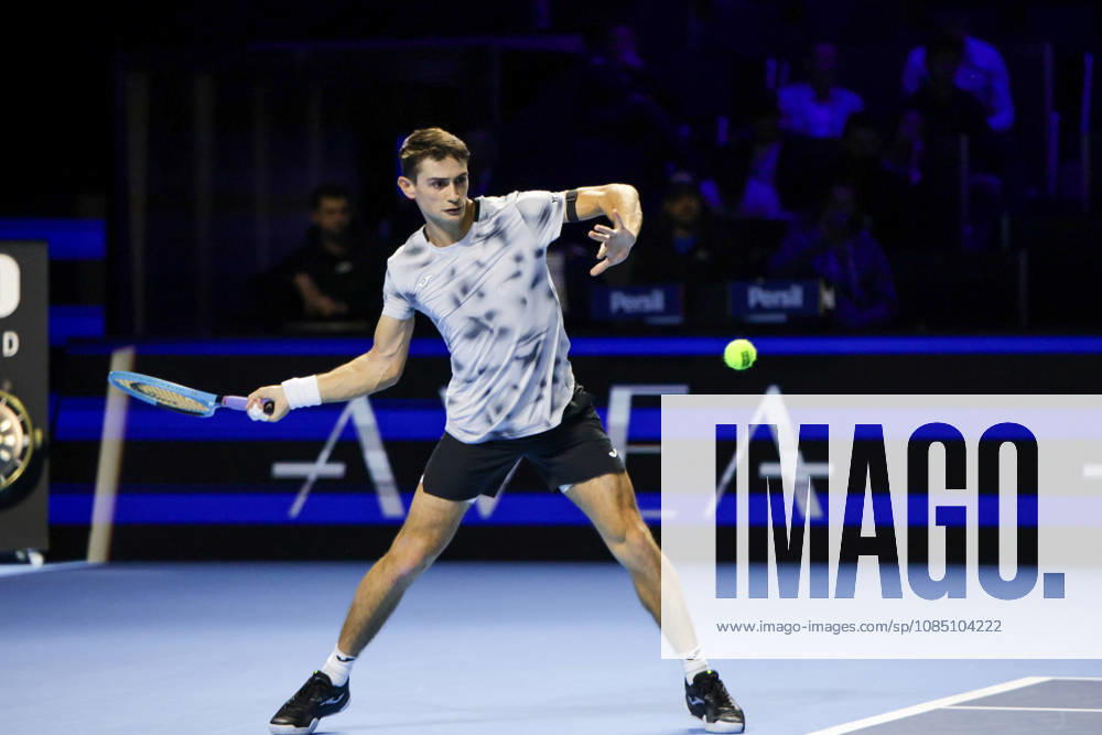 26th October 2026; St. Jakobshalle, Basel, Switzerland; ATP, Tennis Herren Tennis, Swiss Indoors Basel, Day 3; first round match; Mariano Navone of Argentina plays a forehand AnthonyxBenoit