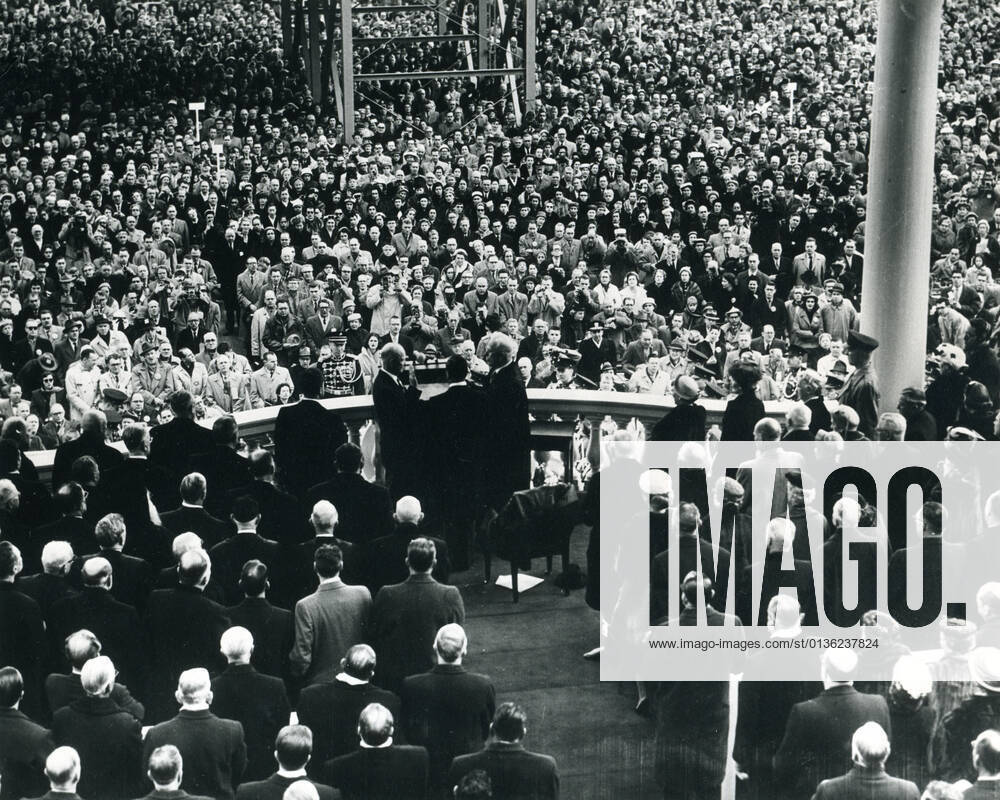 Washington, DC, January 21, 1957 -- President Dwight Eisenhower taking the oath of office at his second inauguration. Photo: Abbie Rowe NARA AbbiexRowexCollection 1063_05_Eisenhower Taking the Oath of Office 1957