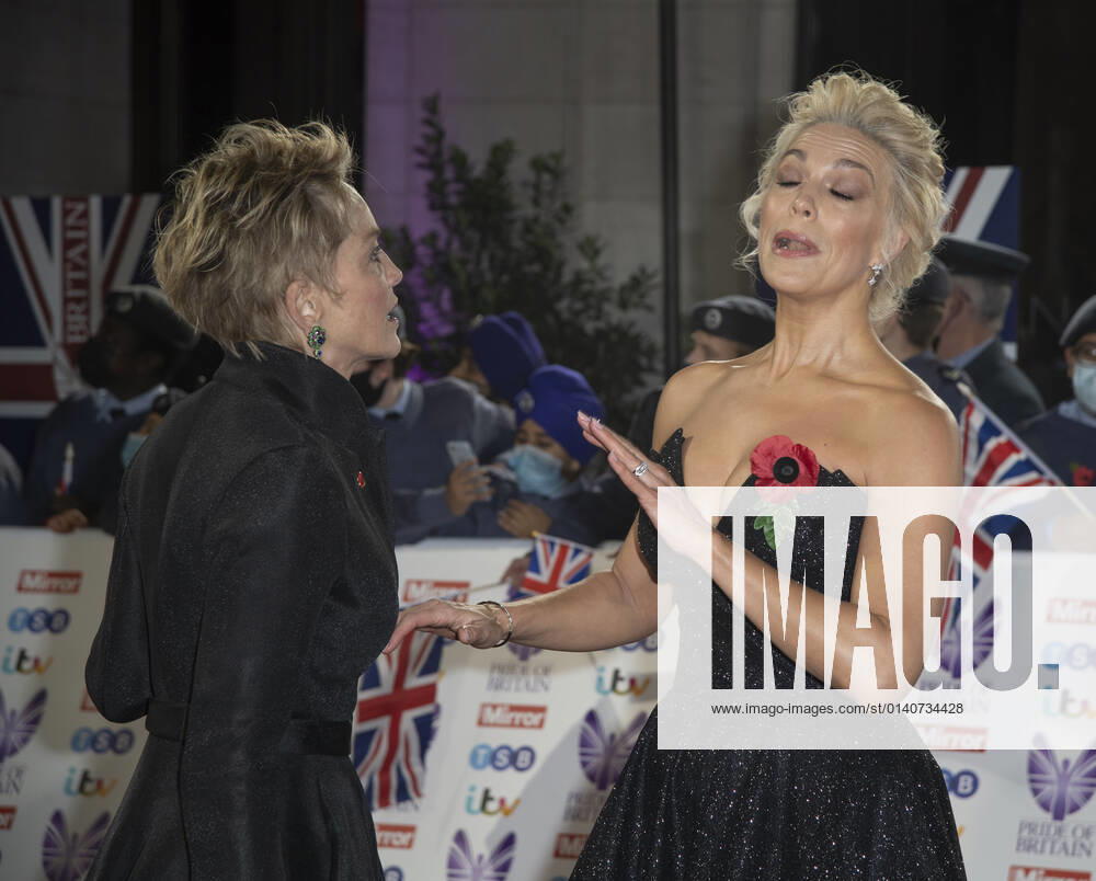 Sharon Stone and Hannah Waddingham attend the Pride of Britain awards in partnership with TSB at the Grosvenor House Hotel, Park Street in London. London United Kingdom - ZUMAs197 20211030_zaa_s197_527