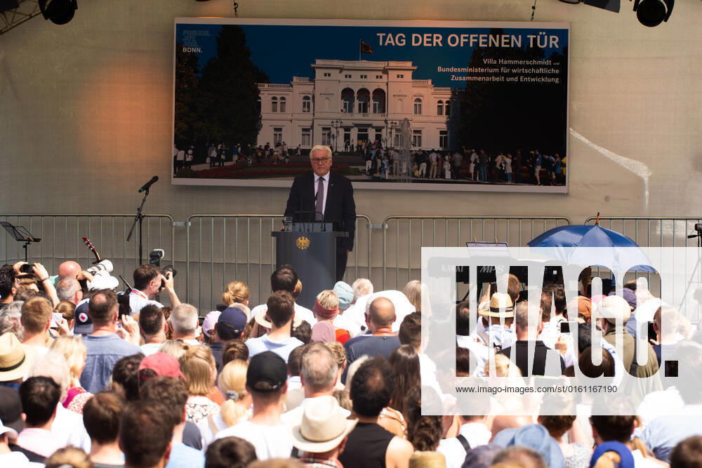 Frank-Walter Steinmeierï¼apresident Of Germany, Visits The Opening Of Villa Hammerschmidt In Bonn Frank-Walter Steinmeierï¼apresident of Germany is seen speaking on the stage during the opening day of Villa Hammerschmidt in Bonn, Germany on June18ï¼a2022 Bonn Germany