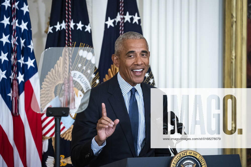 Former United States President Barack Obama speaks during a ceremony for the unveiling of his official White House portrait in Washington, D.C., US, on Wednesday, Sept. 7, 2022. The portraits of Barack Obama and Michelle Obama, acquired and commissioned by the White House Historical Association, were painted by Robert McCurdy and Sharon Sprung, respectively.