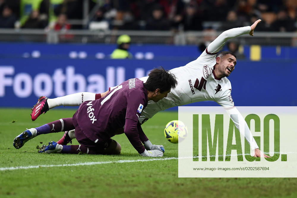 Photo IPP Paolo Bona Milan 10 02 2023 Serie A Football Championship season 2022 2023 Milan Turin In the photo Ciprian Tatarusanu and Antonio Sanabria Italy Photo Press Worldwide Copyright 0