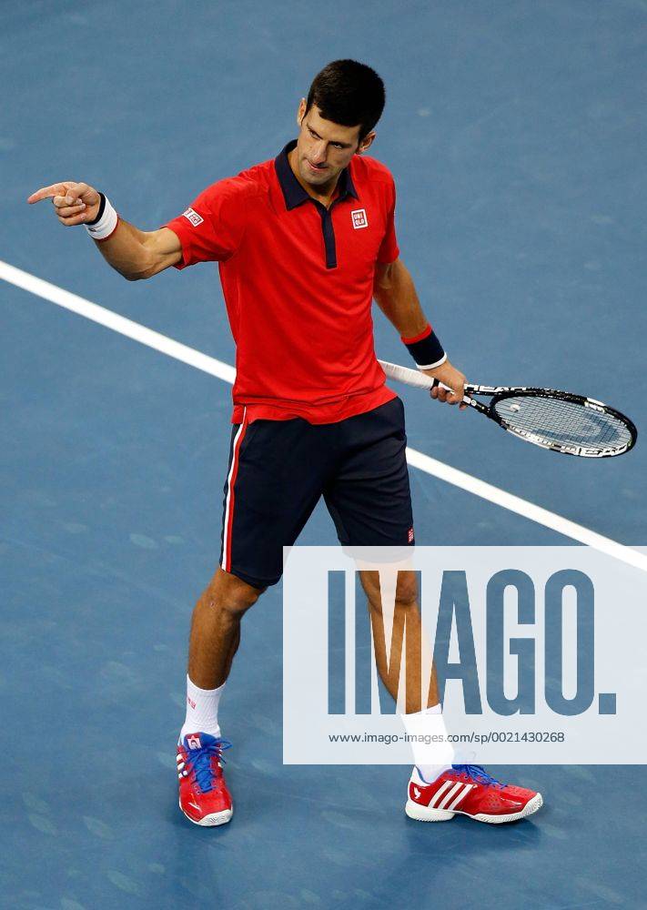 (151011) -- BEIJING, Oct. 11, 2015 -- Novak Djokovic of Serbia gestures during the men s singles final against Rafael Nadal of Spain at 2015 China Open Tennis Tournament in Beijing, China, Oct. 11, 2015. Djokovic claimed the title of the event after beating Nadal 2-0. ) (SP)CHINA-BEIJING-TENNIS-CHINA OPEN-MEN S SINGLES-FINAL WangxLili