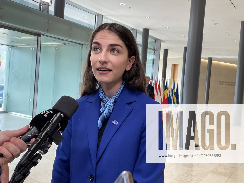 LUXEMBOURG 20230620 Minister of Climate and Environment Romina Pourmokhtari L on her way to Tuesdays EU meeting in Luxembourg BRUSSELS BELGIUM