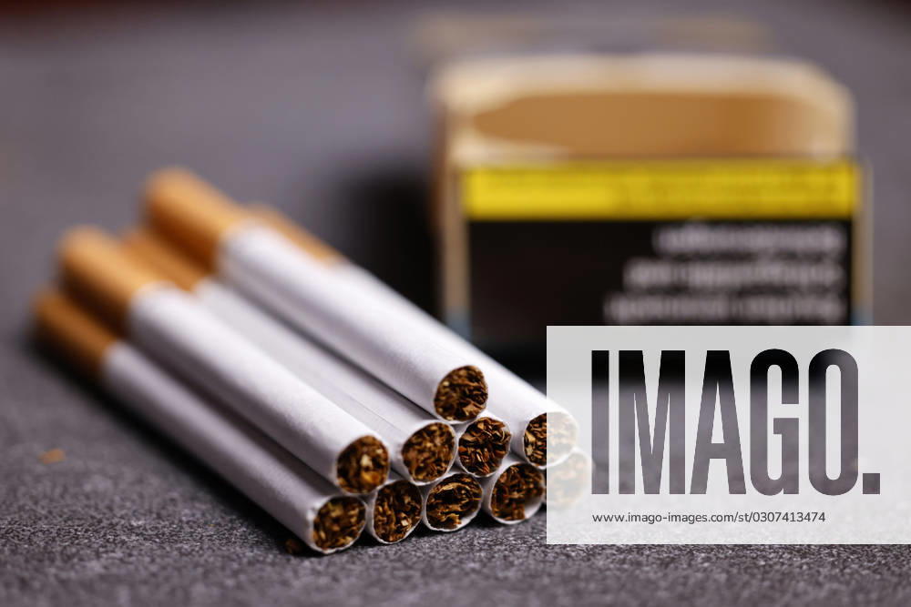 Pueblo brand cigarettes lie on a table Pueblo is a traditional blend of American Virginia tobaccos, which are also grown under natural conditions by Native Americans Topic image, symbol image Cologne, 07 10 2023 NRW Germany