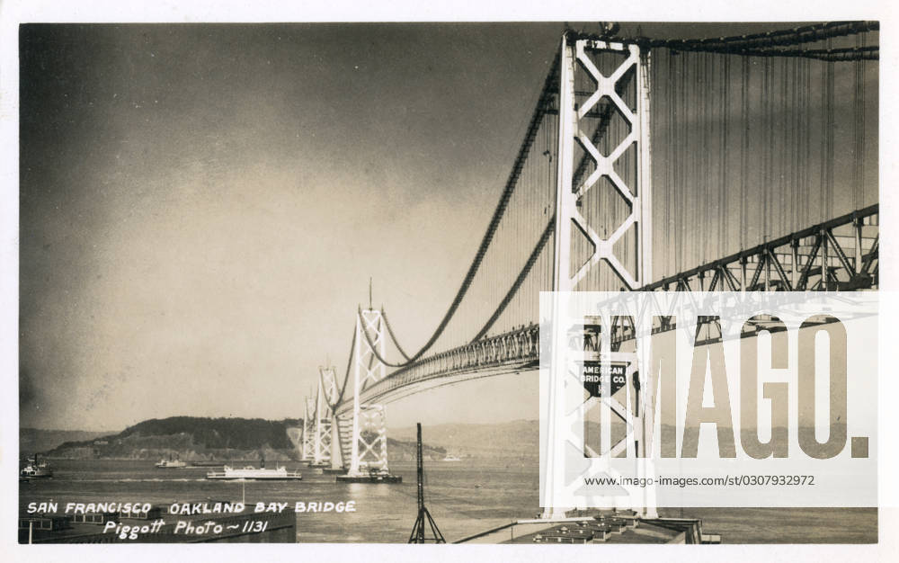 Oakland Bay Bridge, San Francisco, California, USA Oakland Bay Bridge under construction, San Francisco, California, USA. circa 1936