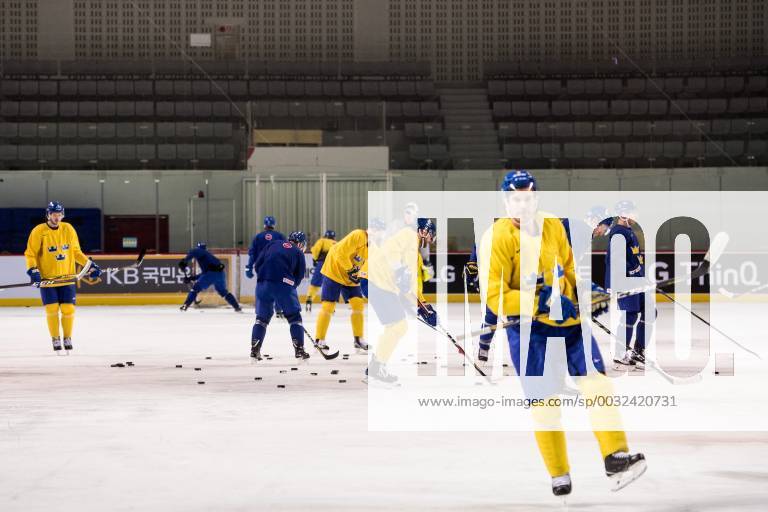 Players of Sweden during a training session ahead of the 2018 Winter Olympics on February 8 2018 in Incheon Photo Petter Arvidson BILDBYR N code PA 91953