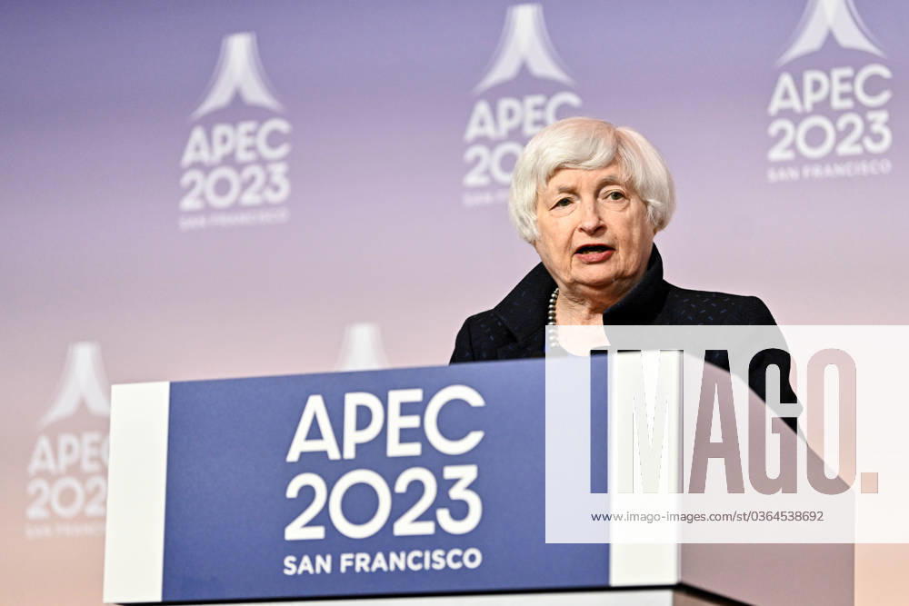 U.S. Secretary of the Treasury JANET YELLIN at the Finance Ministers Press Conference at the Asia-Pacific Economic Cooperation Economic Leaders Week (AELW) at the George R. Moscone Convention Center. San Francisco USA - ZUMA 20231113_new_z03_026