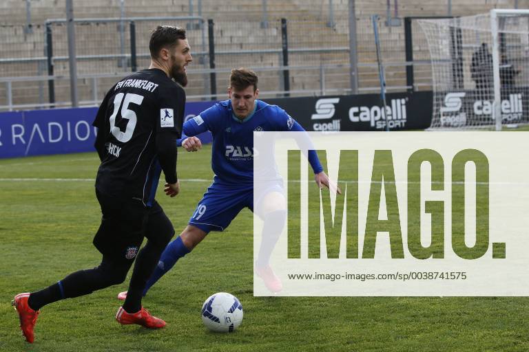 Frankfurt am Main PSD Bank Arena on Bornheimer Hang Regionalliga South Season 2018 2019 FSV Frankfurt vs. Viktoria Aschaffenburg Robert Schick 15 FSV Frankfurt vs. Jonas Fritsch Aschafenburg Test match