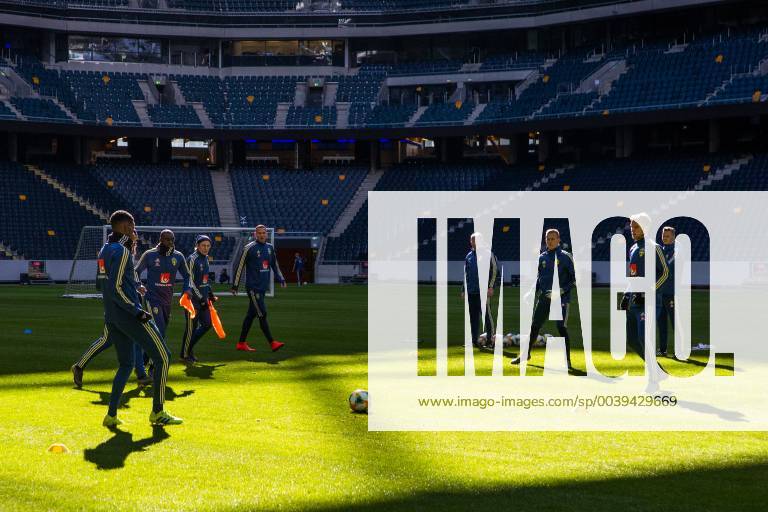 Players of Sweden during a training session on March 19 2019 in Stockholm,