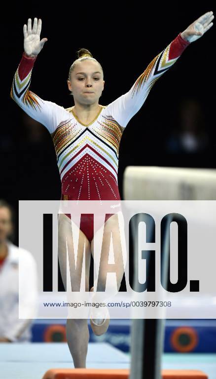 Belgian gymnast Jade Vansteenkiste pictured in action at the beam during qualifications at the European Championships Artistic Gymanstics in Szczecin, Poland, Thursday 11 April 2019. The EC are taking place from 10 to 14 April. ERICxLALMAND x05565959x
