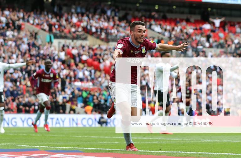 John McGinn of Aston Villa celebrates scoring the second goal of the game during the Sky Bet Championship match at Wembley Stadium, London. Picture date: 27th May 2019. Picture credit should read: James Wilson Sportimage . SPI-0087-0049