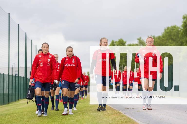 Goalkeeper Cecilie Haustaker Fiskerstrand, Guro Reiten, goalkeeper Oda Maria Hove Bogstad and Therese Sessy Asland of Norway ahead of a training session on June 5, 2019 in Reims Photo Fredrik Varfjell BILDBYRAN code FV 150253,