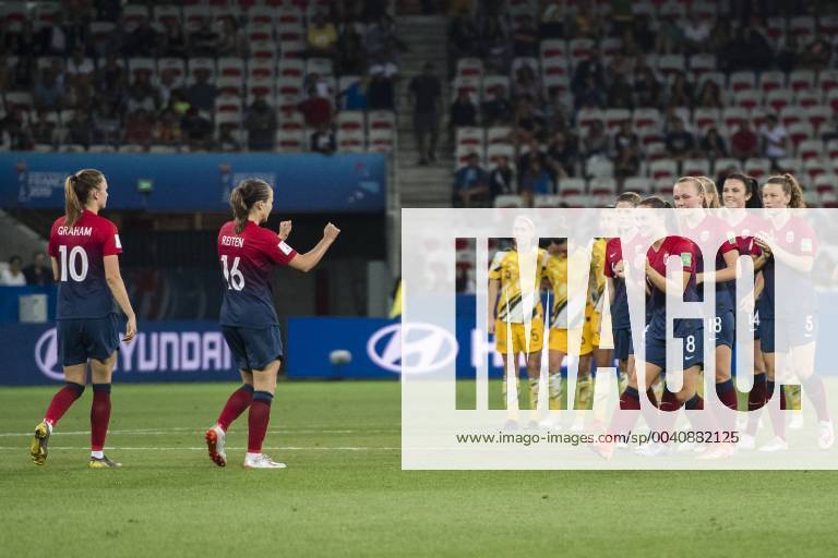 Guro Reiten of Norway celebrates after scoring during the FIFA Womens World Cup match between Norway and Australia on June 22, 2019 in Nice Photo Fredrik Varfjell IMAGE code FV 150275 bbeng football football football women lady women norway norway Australia Australia France France World Cup 2019 World Cup FIFA Womens World Cup 2019 cheers,