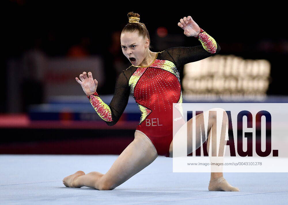 Belgian gymnast Jade Vansteenkiste pictured in action during the qualifications for the women s floor exercise, on day one of the world championships artistic gymnastics, Friday 04 October 2019, in Stuttgart, Germany. The Worlds are taking place from 04 to 13 October. ERICxLALMAND x05679054x