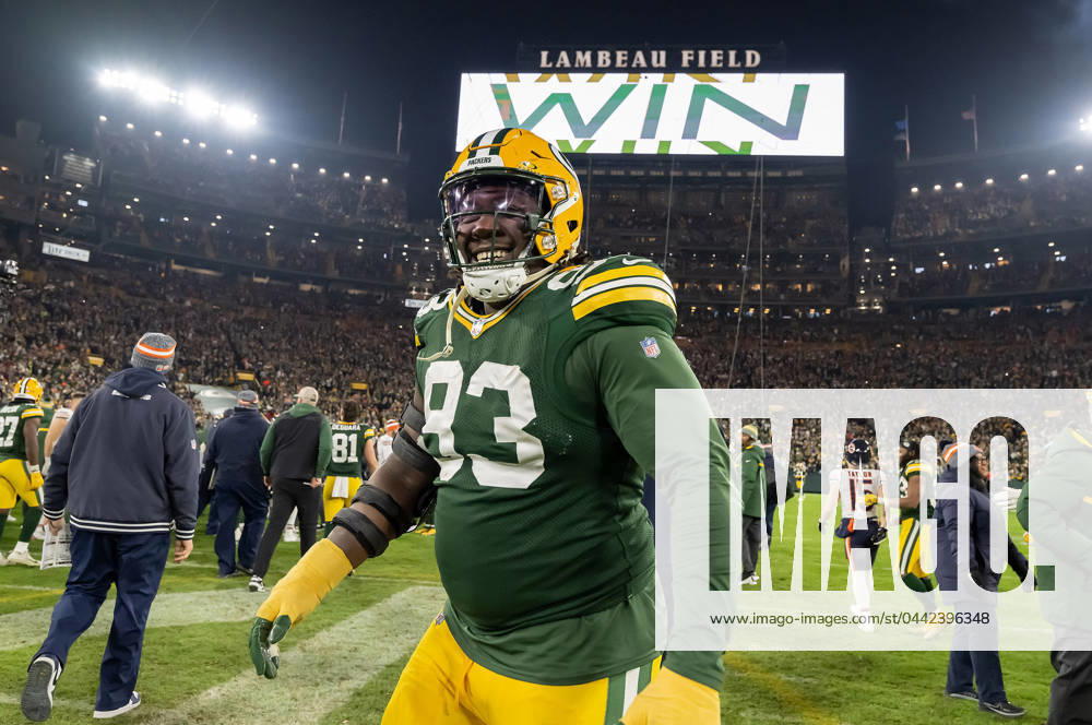 NFL 2024: Bears vs Packers JAN 07 January 7, 2024: Green Bay Packers defensive tackle T.J. Slaton (93) smiles after the Green Bay Packers beat the Chicago Bears in Green Bay, WI. Kirsten Schmitt Cal Sport Media., Credit:Kirsten Schmitt Avalon United States of America, Wisconsin, Green Bay, Lambeau Field