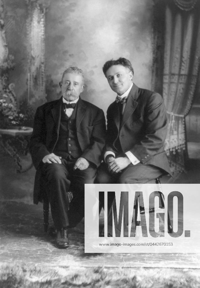 HOUDINI & DAVENPORT, c1910. American magician Harry Houdini (left) with American spiritualist medium Ira Davenport. Photograph, c1910.