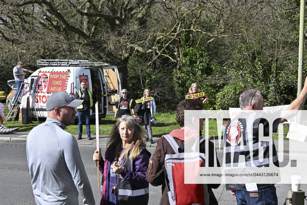 Protesters during a protest against the Ultra Low Emission Zone at the Chislehurst War Memorial in Chislehurst, London. ULEZ cameras in Chislehurst and other nearby areas have been vandalised in previous months.