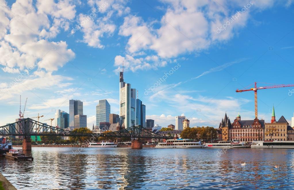 Cityscape of Frankfurt am Main on a sunny day, Germany on October 14, 2014