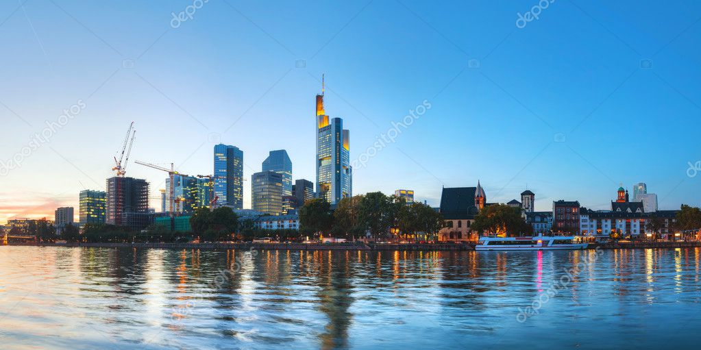 Cityscape of Frankfurt am Main at sunset, Germany on October 14, 2014
