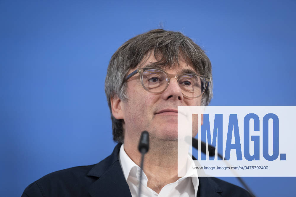 Former president of Catalonia region and independentist party JxCat s candidate for the Catalonian eletions Carles Puigdemont gives a press conference in Angeles-sur-mer, France, 13 May 2024, the day after Catalonia s regional elections. Puigdemont has announced on 13 May that he will present his candidacy in Catalonia s Parliament to be sworn in as president. He also stated that he has a chance of achieving it in the second round and leading a Government of sovereign coherence . Puigdemont announces that he is to try his investiture in Catalonia s Parliament !ACHTUNG: NUR REDAKTIONELLE NUTZUNG!