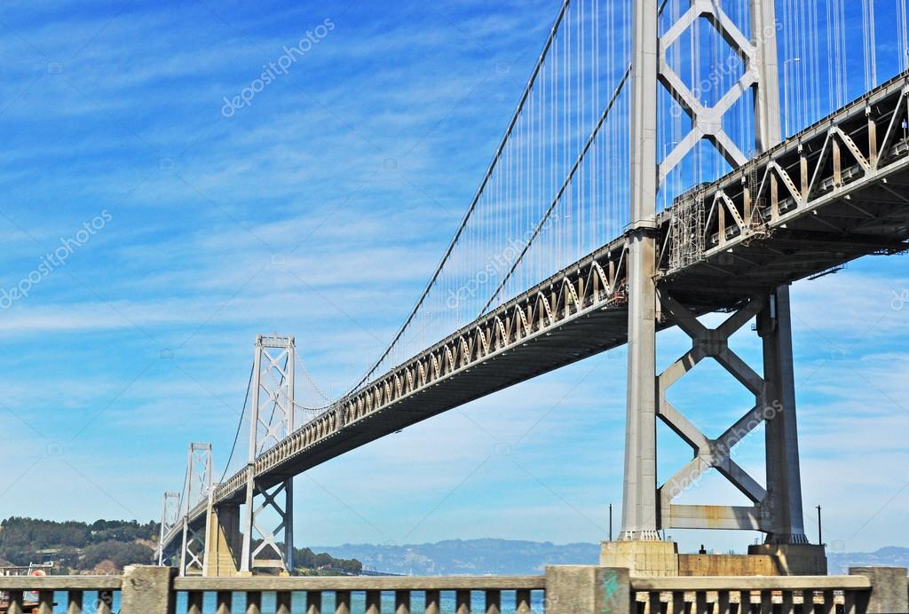 San Francisco, California, Usa, 7 June 2010: panoramic view of the Bay Bridge, the San Francisco-Oakland Bay Bridge, opened on November 12, 1936, six months before the Golden Gate Bridge
