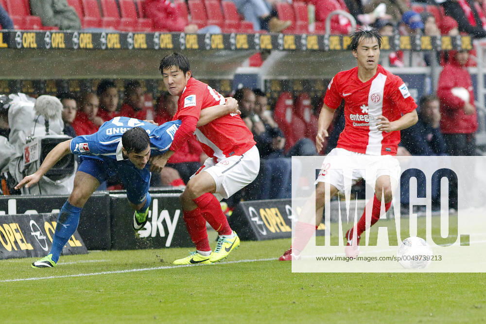 Mainz, Germany 05 October 2013 1 Bundesliga 13 14 8 Matchday 1 FSV Mainz 05 vs 1899 Hoffenheim v li Kevin Volland Hoffenheim , Joo Ho Park Mainz , Shinji Okazaki Mainz , t.s., landscape 1 Bundesliga 13 14 8 Matchday 1 FSV Mainz 05 vs 1899 Hoffenheim jr