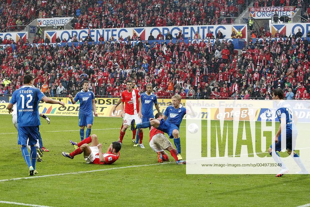 Mainz, Germany 05 October 2013 1 Bundesliga 13 14 8 Matchday 1 FSV Mainz 05 vs 1899 Hoffenheim v li Tobias Strobl Hoffenheim , Yunus Malli Mainz , Sven Schipplock Hoffenheim , Maxim Choupo Moting Mainz , Jeremy Toljan Hoffenheim , NikolÄe Noveski Mainz , Andreas Beck Hoffenheim , Goal scorer, Goal to equalize 2 2, t.s., landscape 1 Bundesliga 13 14 8 Spieltag 1 FSV Mainz 05 vs 1899 Hoffenheim jr