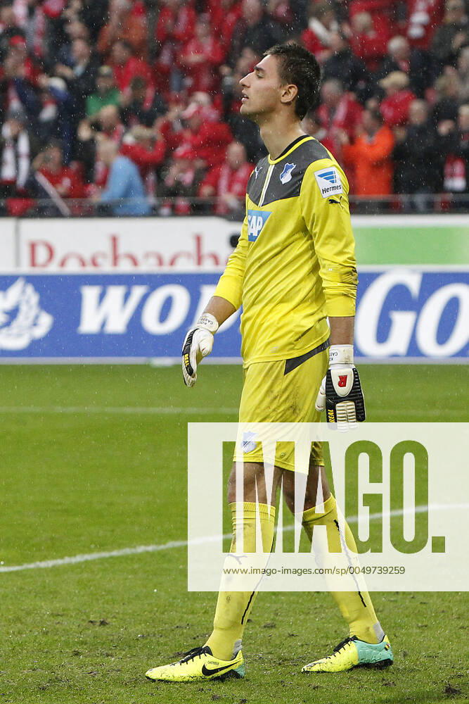 Mainz, Germany 05 October 2013 1 Bundesliga 13 14 8 Matchday 1 FSV Mainz 05 vs 1899 Hoffenheim Goalkeeper Koen Casteels Hoffenheim , dissatisfied disappointed dejected frustrated, tall, portrait 1 Bundesliga 13 14 8 Matchday 1 FSV Mainz 05 vs 1899 Hoffenheim jr