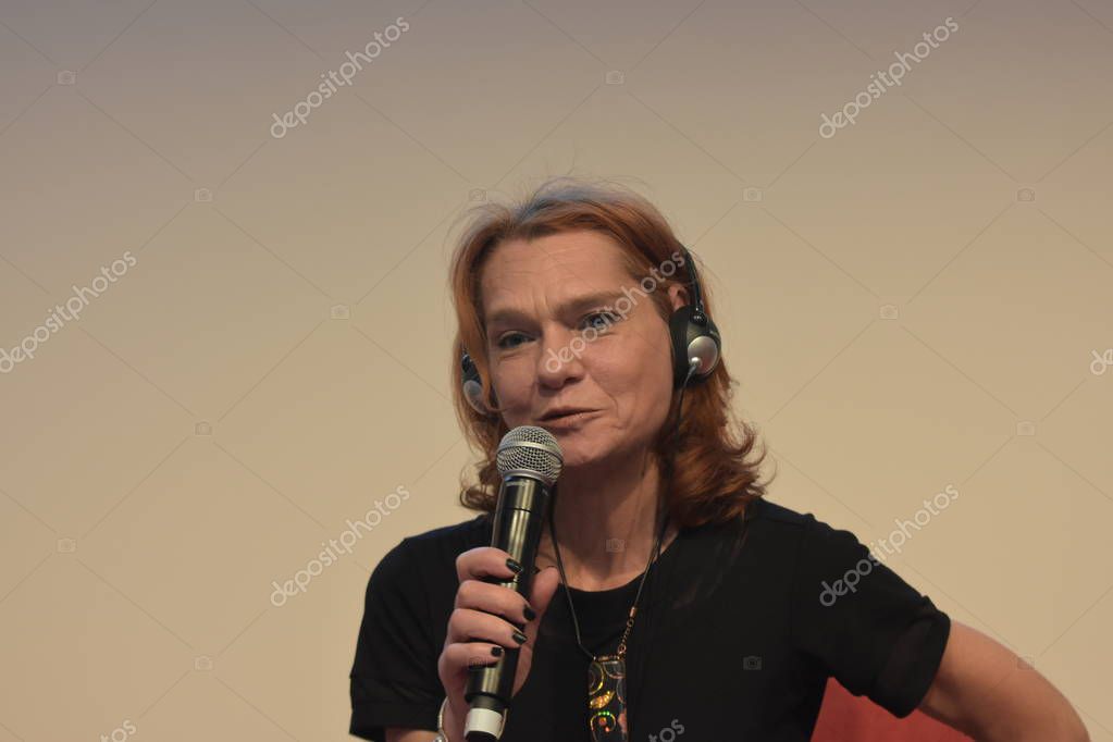 FRANKFURT AM MAIN, Germany - October 10 2018: Asli Erdogan at 70th Frankfurt Book Fair / Buchmesse Frankfurt