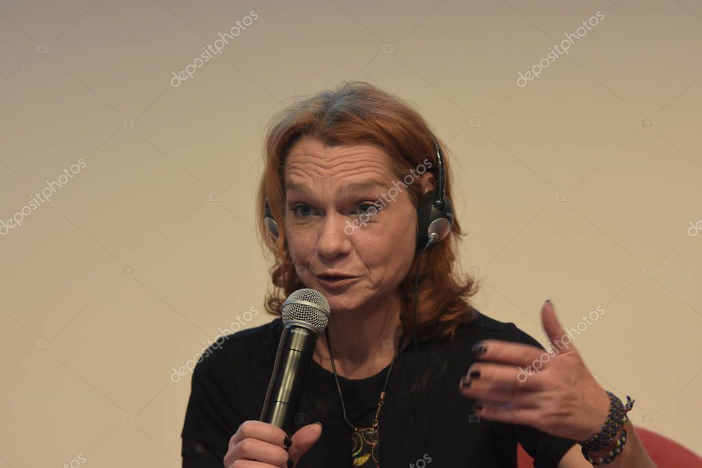 FRANKFURT AM MAIN, Germany - October 10 2018: Asli Erdogan at 70th Frankfurt Book Fair / Buchmesse Frankfurt
