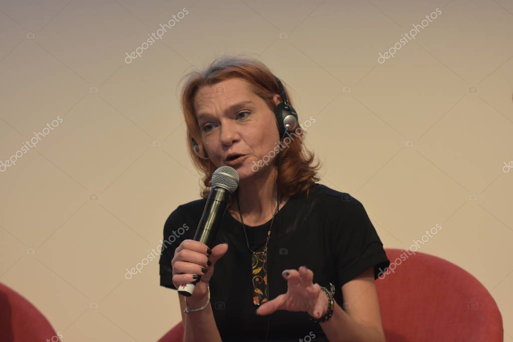 FRANKFURT AM MAIN, Germany - October 10 2018: Asli Erdogan at 70th Frankfurt Book Fair / Buchmesse Frankfurt